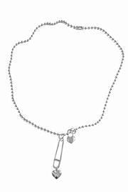 Heart on a Pin Stainless Steel Necklace