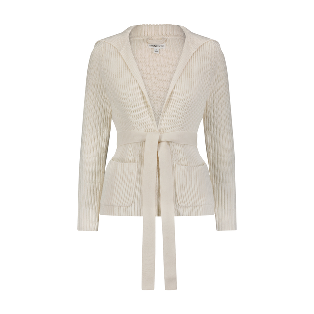 Cotton Cashmere Shaker Flyaway Cardigan with Pockets