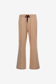 Beige Flared Trousers With Side Bands