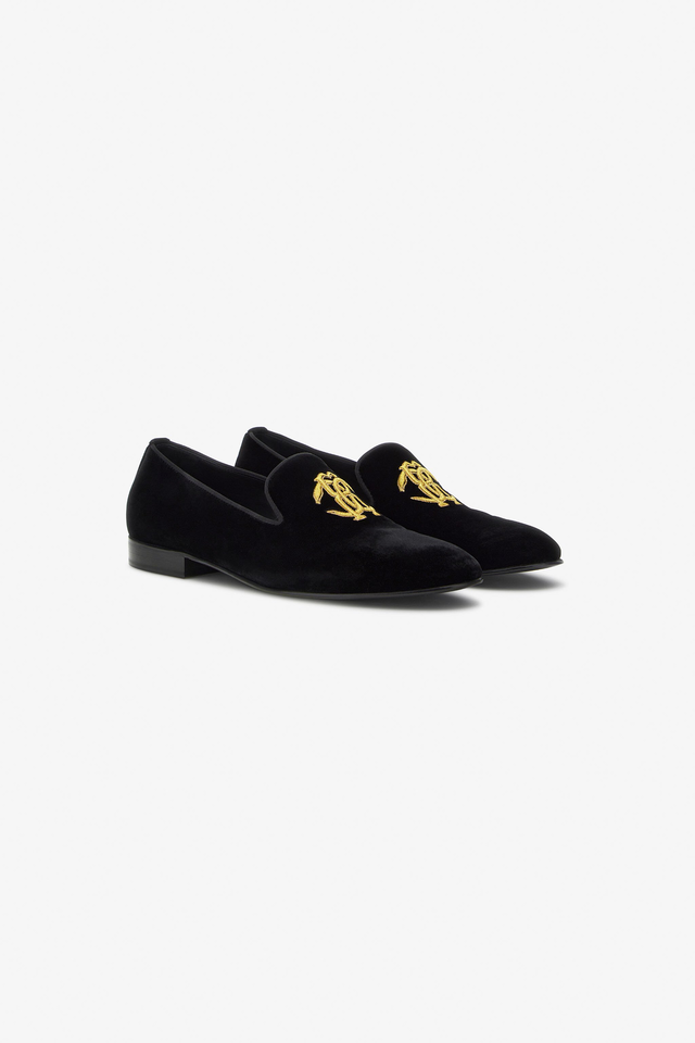 Velvet loafers with Monogram Mirror Snake