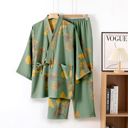 Ownkoti Large Ginkgo Leaf Cotton Kimono Pajamas