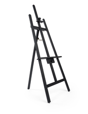 Wood Easel for Floor with Adjustable Top Clamp and Bottom Support Bar - Black