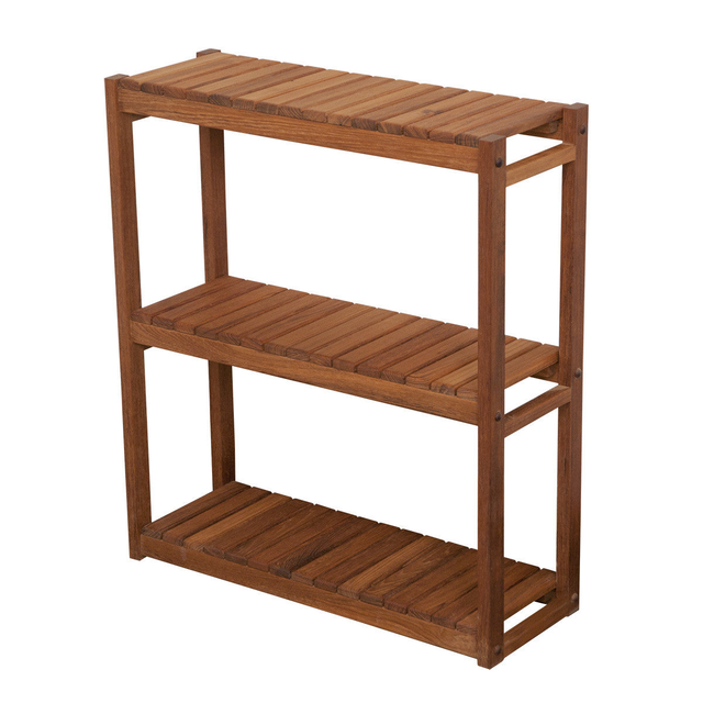 3 Tier Teak Shelf - 24"L x 27"H x 8" D