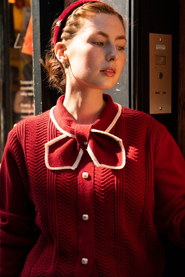 Crimson Holly Bow Jumper