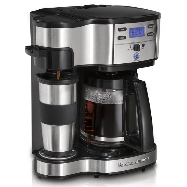 2-Way Coffee Maker, Single-Serve & 12 Cup Carafe, Stainless