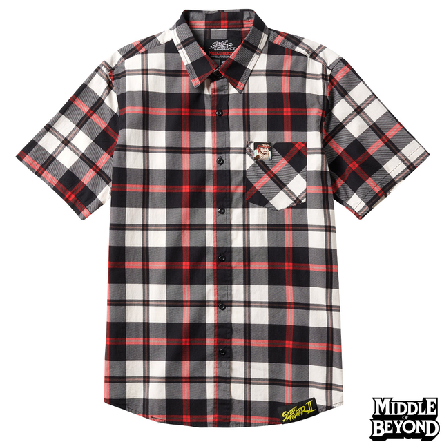 Street Fighter Ryu Plaid Short Sleeve Button-Up Shirt