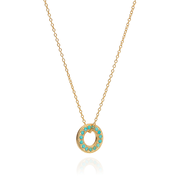 Turquoise Pavé Open Circle Necklace