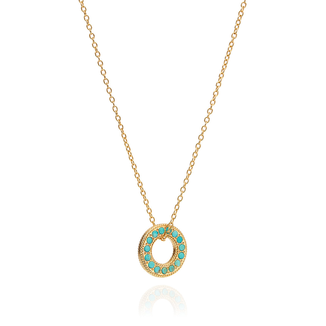 Turquoise Pavé Open Circle Necklace