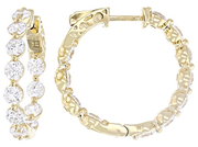 White Cubic Zirconia 14k Yellow Gold Over Sterling Silver Hoops 9.25ctw