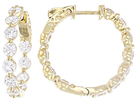 White Cubic Zirconia 14k Yellow Gold Over Sterling Silver Hoops 9.25ctw