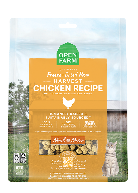 Open Farm Grain Free Harvest Chicken Recipe Freeze Dried Raw Cat Food