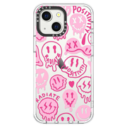 Pink Dripping Smiles Positivity Radiate Face Phone Case - iPhone 13 Mini Case