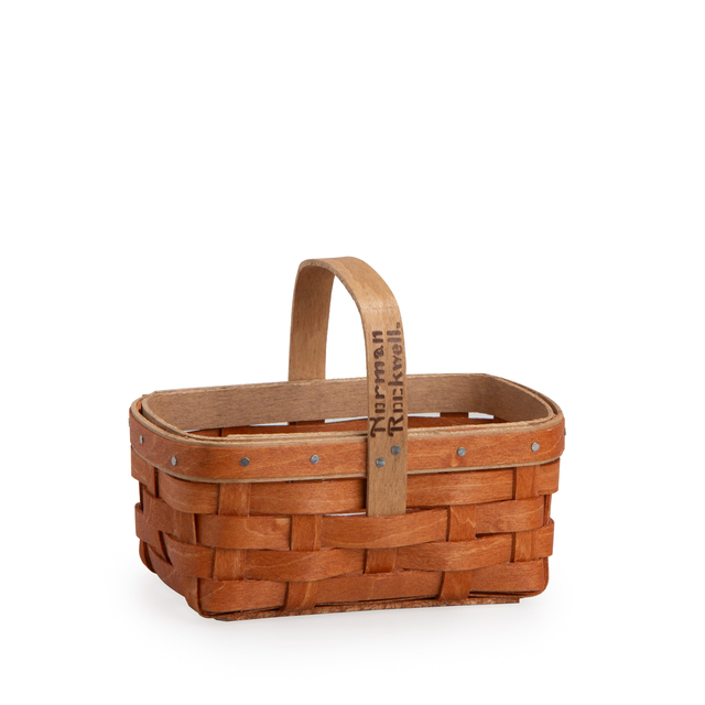 Norman Rockwell Miniature Rectangle Basket - Fall Orange