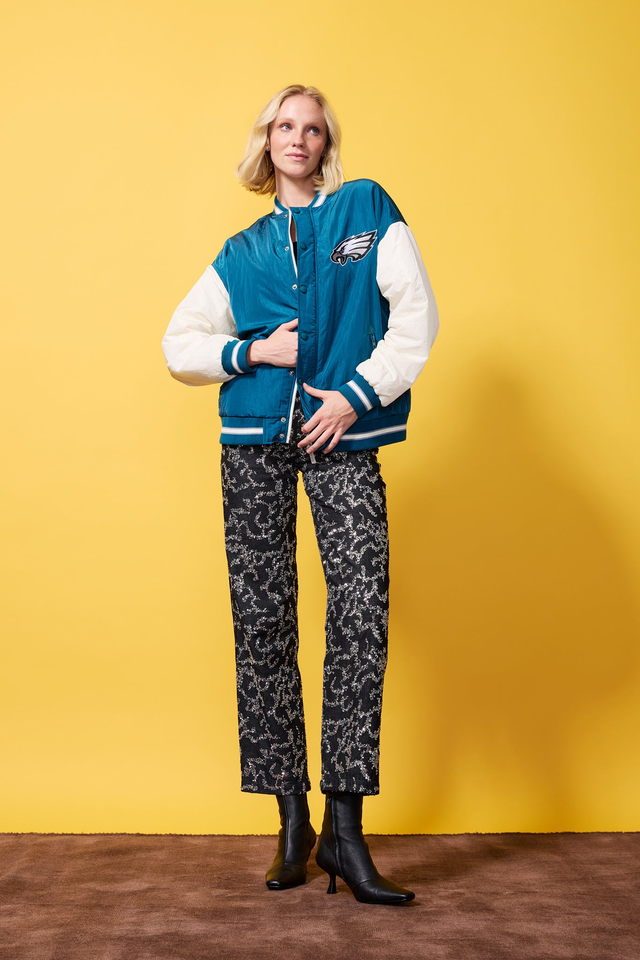 Eagles Bomber Jacket in Midnight Green and Sugar Swizzle