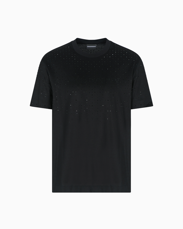 Clubwear T-shirt in a Lyocell blend jersey with rhinestones