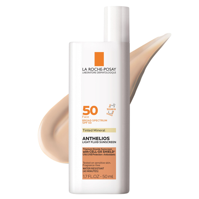 La Roche-Posay Anthelios Tinted Sunscreen SPF 50, Ultra-Light Fluid Broad Spectrum SPF 50, Face Sunscreen with Titanium Dioxide Mineral Face Sunscreen, Universal Tint, Oil-Free
