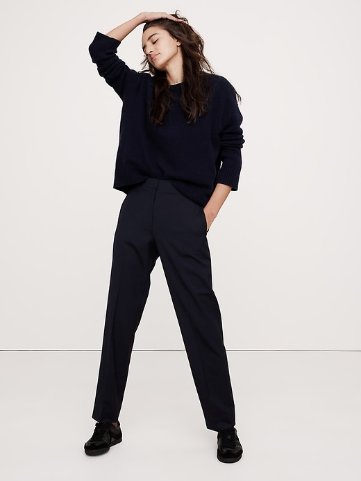 High-Rise Slim Italian Wool Ankle Pant