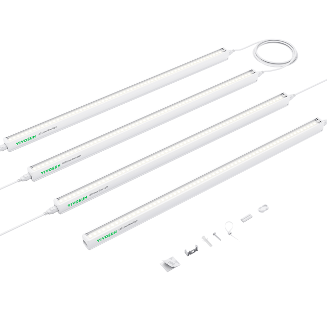 T5 Linear Grow Lights, 5000K Full Spectrum LED Grow Lights for Indoor Plants, SGS Compatible, 15W/Bar, 2ft, 4-Pack