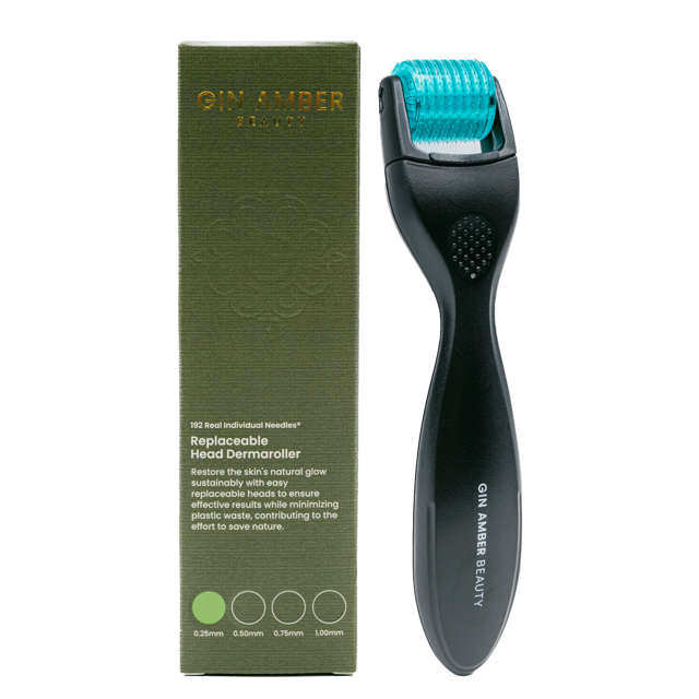 0.25mm Replaceable Head Dermaroller (192 Real Individual Needles®, Eco-Friendly) - Serum Absorption, Sensitive Skin