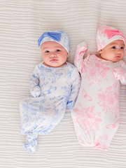 Ruffle Knotted Sleep Gown & Hat Set