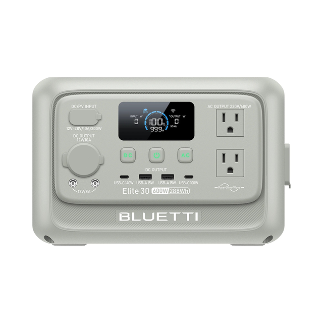 BLUETTI Elite 30 V2 Portable Power Station | 600W 288Wh (Light Sand Grey)