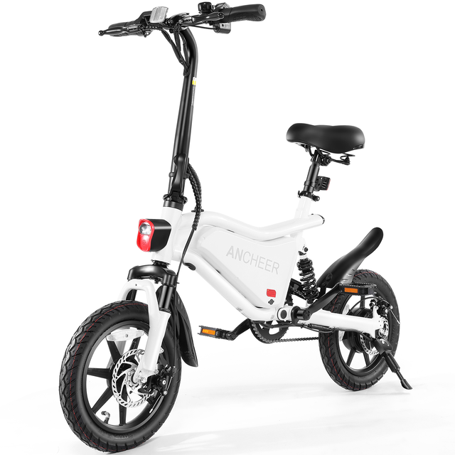 ANCHEER 14" Folding Electric Bike, 500W Max Motor, 20MPH, Dual Shock Absorber, 48V 374Wh Battery, Brake Taillight, Cruise Control, Twist Throttle & PAS, StreetRider Electric Bicycle for Adults Teens-AN5931