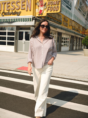 The Chacha Oversized Button Down Shirt - Chocolate Stripe