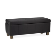 Black Faux Leather Storage Bench