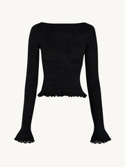 Michaela Longsleeve Top - Black Sequin