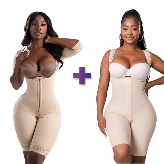 BBL & Lipo | Stage 1 Faja Colombiana Post Surgery | With Sleeves + SNATCHED BODY DC0174 Faja BBL Colombiana Post Surgery Tummy Tuck and Lipo Low Compression Garment Bundle