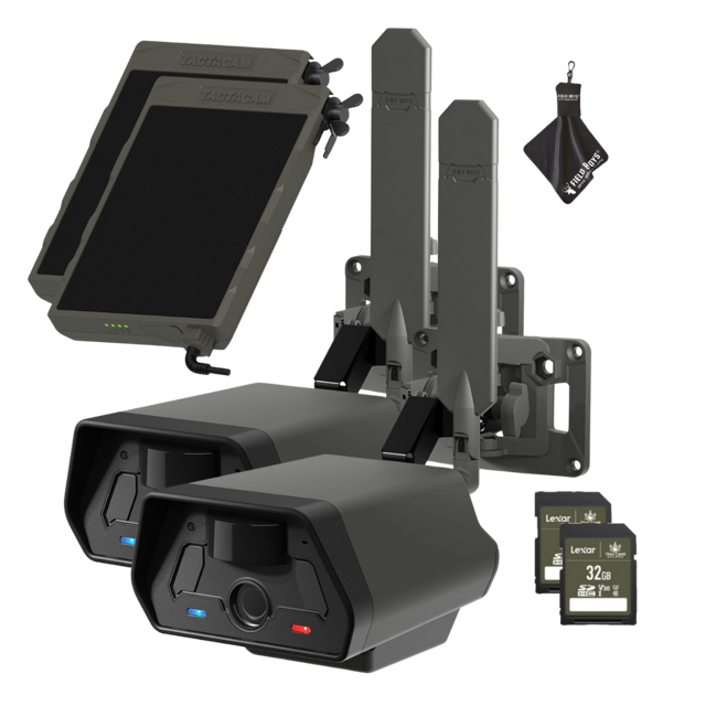 2-Pack Bundle with Solar Panels! Tactacam Defend Security Camera No Wi-Fi Needed, Cellular Connection