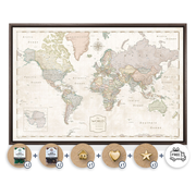 Push Pin World Map Gift Bundle
