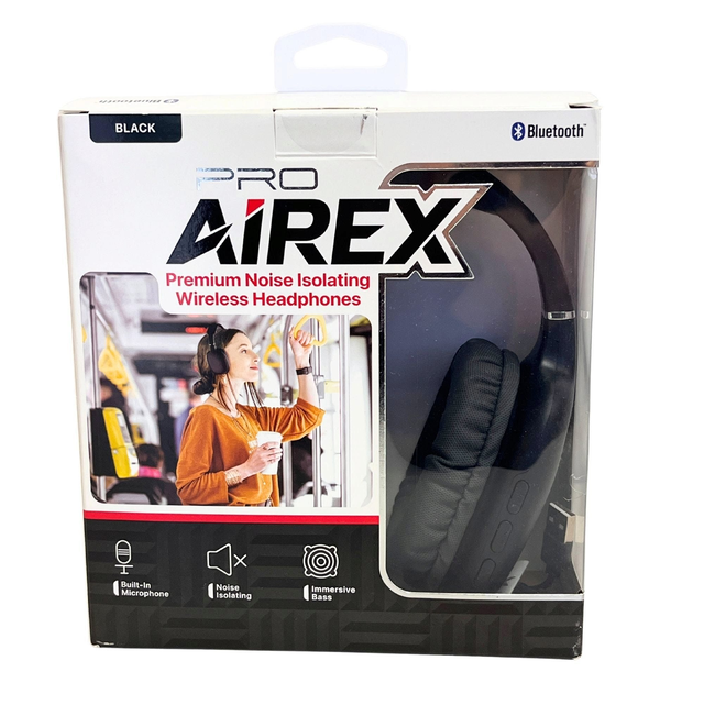 AIREX Pro Black Noise Isolating Wireless Bluetooth Headphones