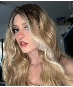 Clara |Sunkissed Blonde Balayage Synthetic T-part Lace Front Wig | Middle Part - UniWigs ® Official Site