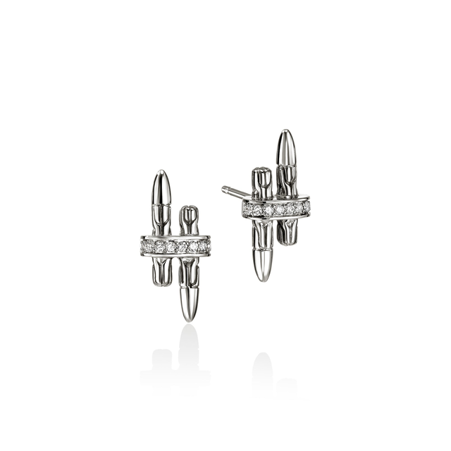 Spear Stud Earrings, Sterling Silver, Diamonds|EBP989562DI