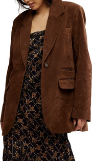 Paper Cut Faux Suede Blazer