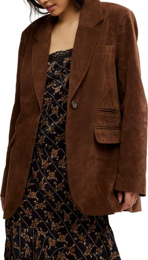 Paper Cut Faux Suede Blazer