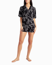 WOVEN SHIRT AND SHORT TWO-PIECE SLEEPWEAR SET