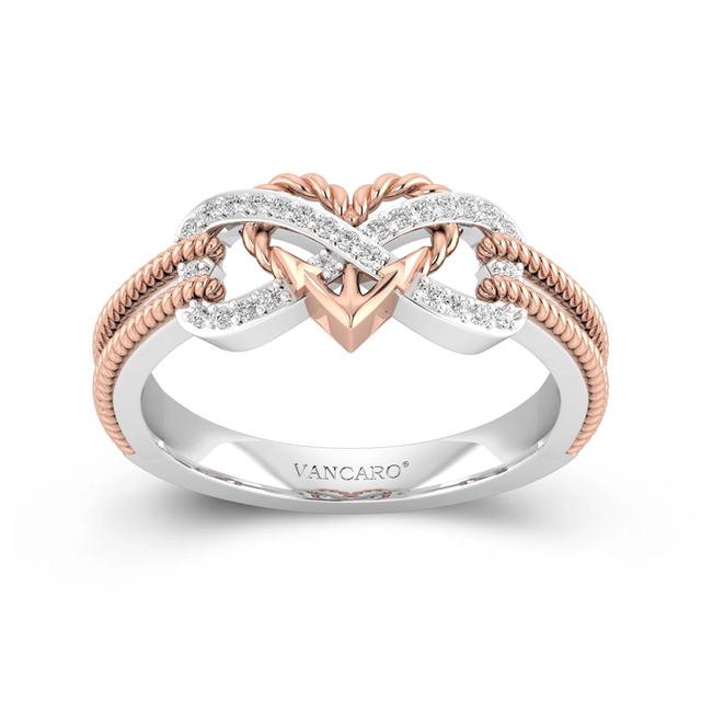 Unique Infinity Anchor 18K Rose Gold Plating 925 Sterling Silver Promise Ring