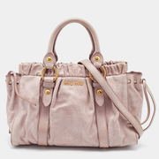 Miu Miu Pink Vitello Lux Gathered Leather Satchel 