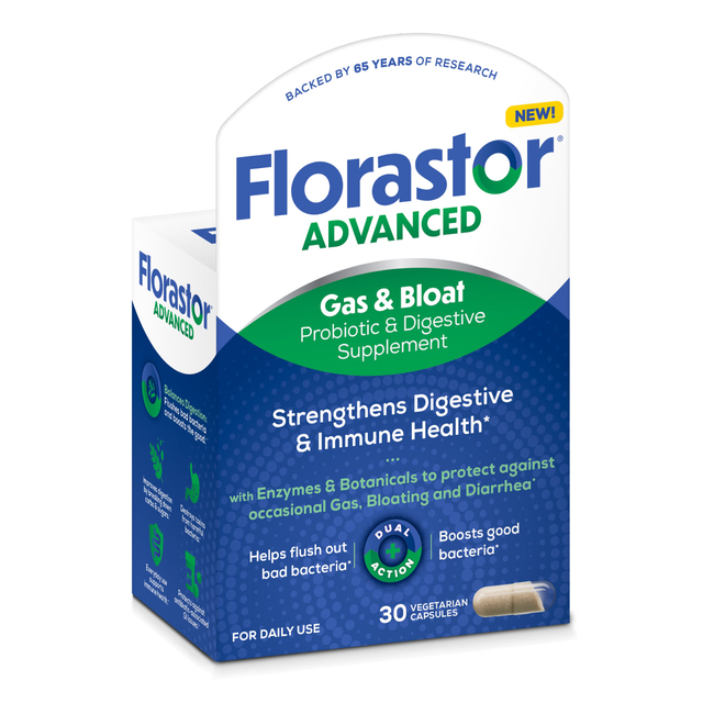 Florastor® Advanced Gas & Bloat Probiotic & Digestive Supplement