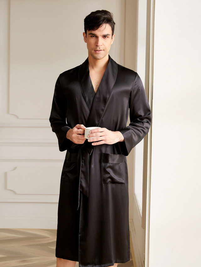 19 Momme Men's Long Silk Robe