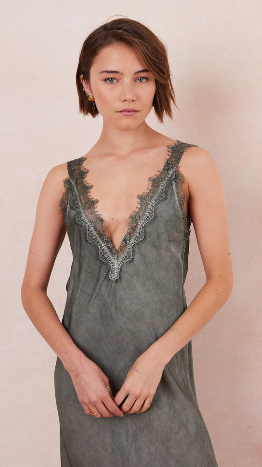 Solange Slip Dress- Khaki
