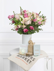 Flowers + Spa Kit + White Vase