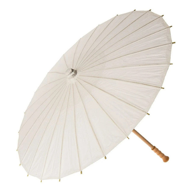 BULK PACK (10) 32" Wedding Beige / Ivory Paper Parasol Umbrellas with Elegant Handle