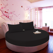 Black Round Fitted Sheet with Pillowcase Comfy Solid Sateen
