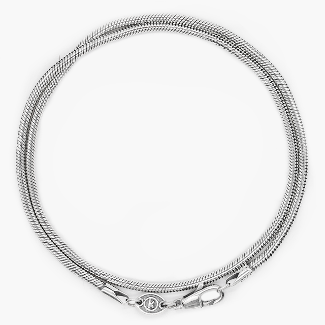 Double Laps Snake Sterling Silver Chain Bracelet