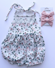 Felicity Lace Back Bubble Romper - Pretty Pink Floral
