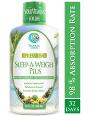 Tropical Oasis Sleep-A-Weigh Plus Liquid - Naturally Promotes Restfulness, Appetite Suppression & Fat Burning -32oz, 32serv