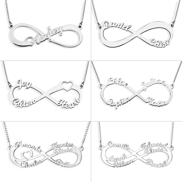 Sterling Silver Infinity Necklace with Customized Name